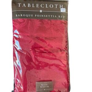 Bed Bath & Beyond Tablecloth Baroque Poinsettia Red Oblong 60 in X 104